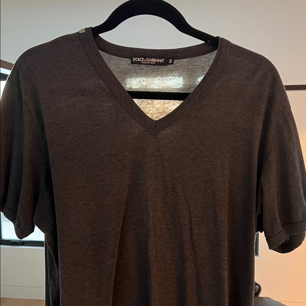 Dolce & Gabbana Men's Dark Gray V-Neck Tee